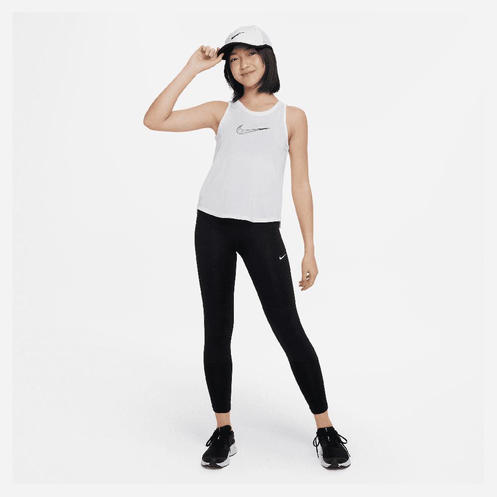 Girls' Dri-FIT One Training Tank White and Black Apparel Nike
