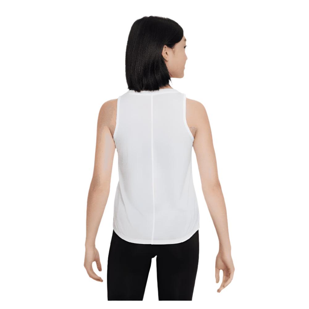 Girls' Dri-FIT One Training Tank White and Black Apparel Nike