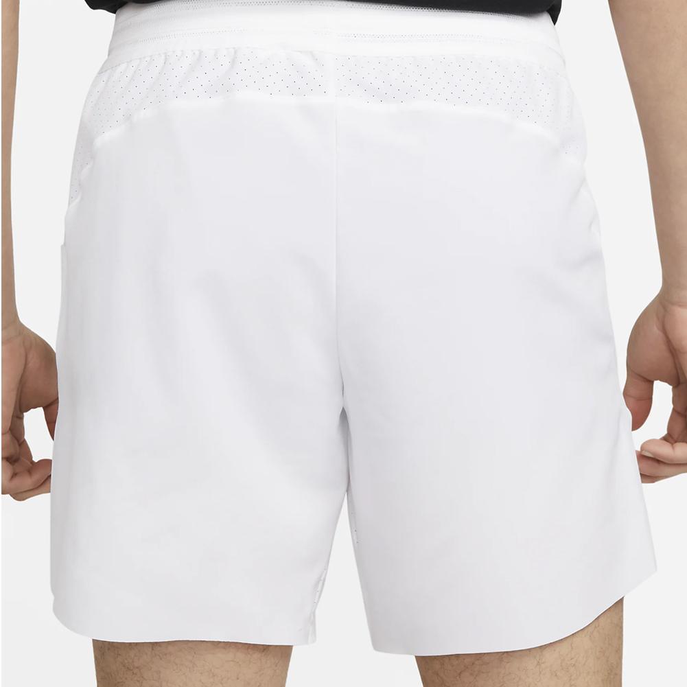 Mens Rafa 7 Inch Dri-Fit Advance Tennis Shorts White and Black Apparel Nike
