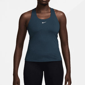 Women`s Swoosh Medium-Support Padded Sports Bra Tank Armory Navy and White Apparel Nike