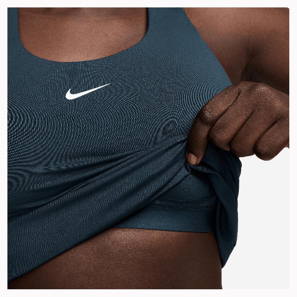 Women`s Swoosh Medium-Support Padded Sports Bra Tank Armory Navy and White Apparel Nike