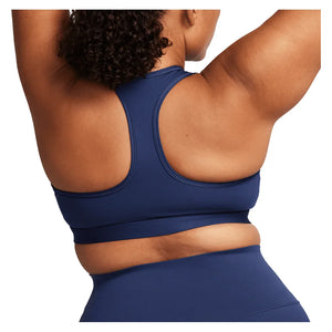 Women`s Swoosh Medium Support Padded Sports Bra Midnight Navy and White Apparel Nike