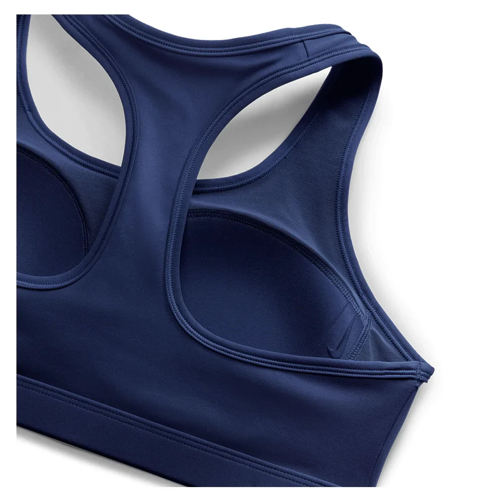 Women`s Swoosh Medium Support Padded Sports Bra Midnight Navy and White Apparel Nike