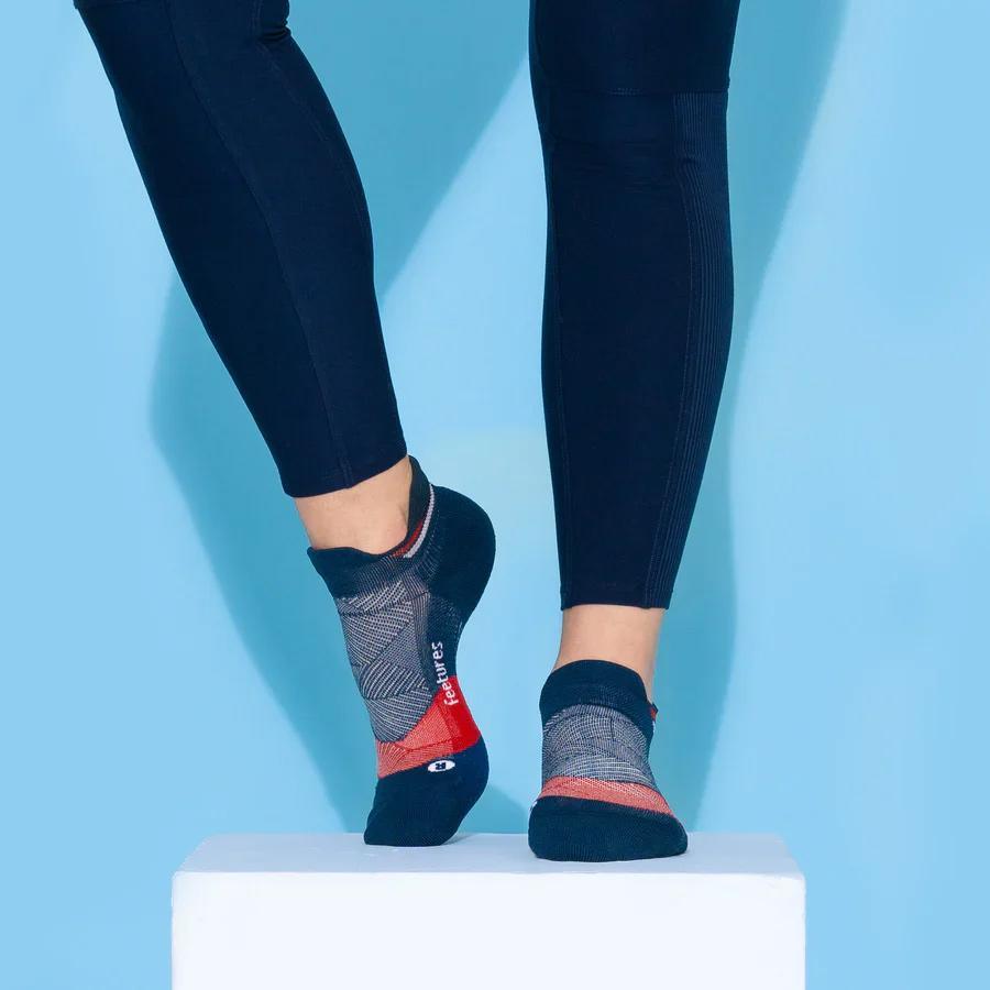 Elite Light Cushion No Show Tab Socks USA Navy Socks Feetures