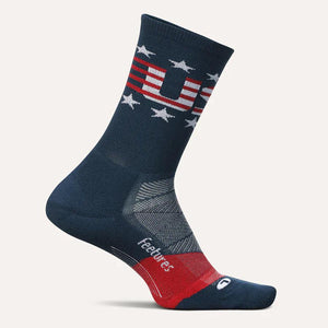 Elite Light Cushion Mini Crew Socks USA Navy Socks Feetures