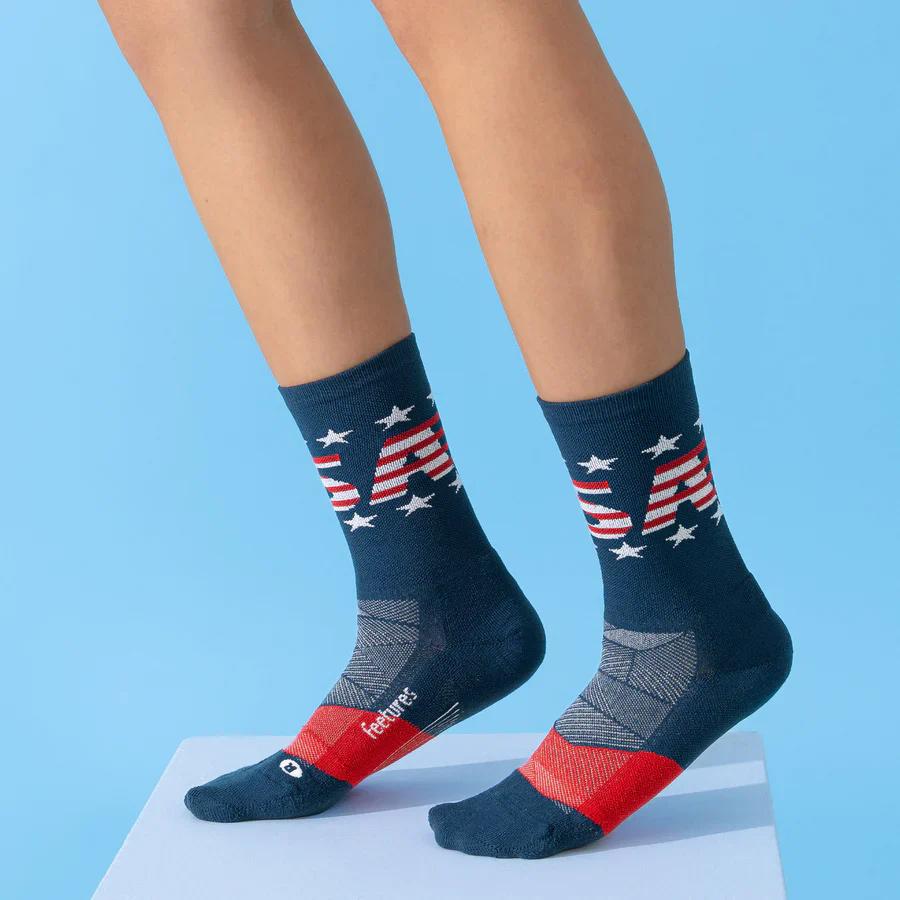 Elite Light Cushion Mini Crew Socks USA Navy Socks Feetures