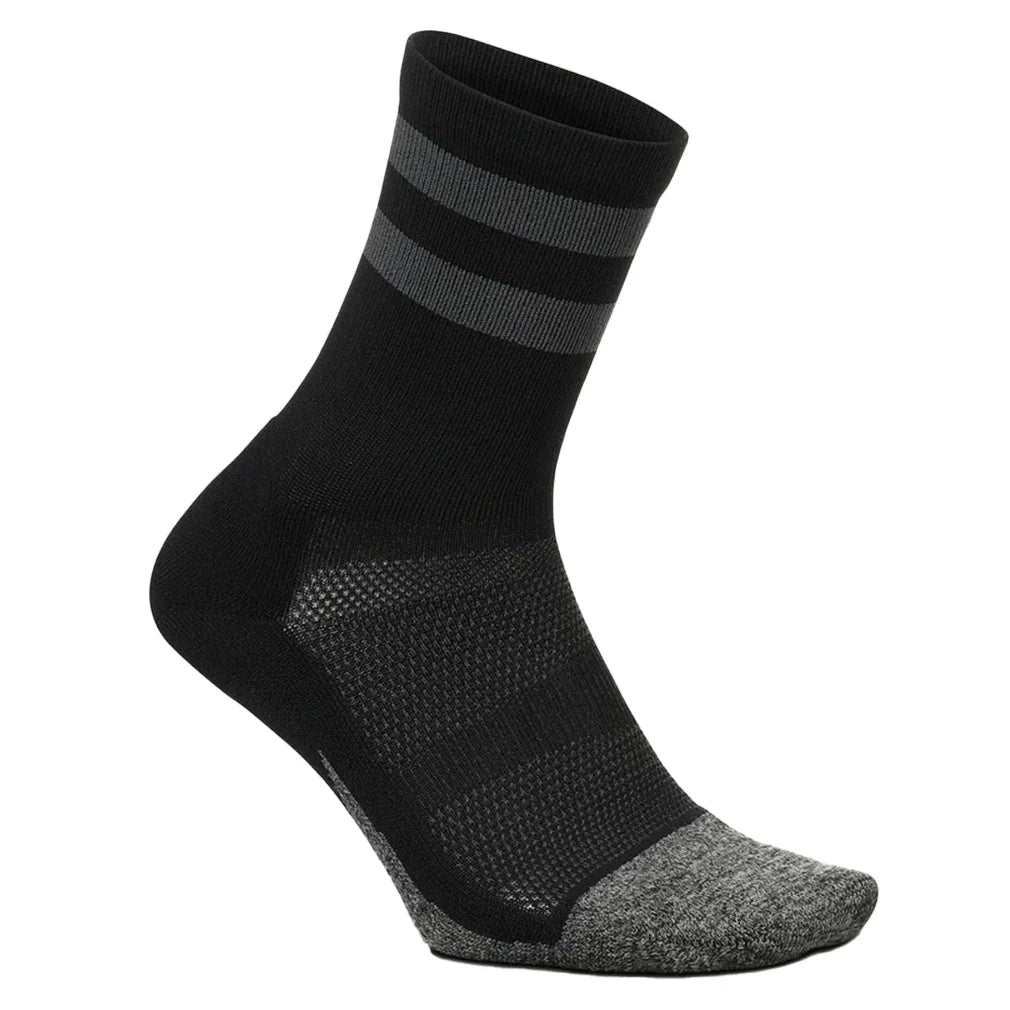 Elite Light Cushion Mini Crew Socks Black High Top Stripe Socks Feetures
