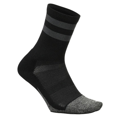 Elite Light Cushion Mini Crew Socks Black High Top Stripe Socks Feetures