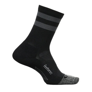 Elite Light Cushion Mini Crew Socks Black High Top Stripe Socks Feetures