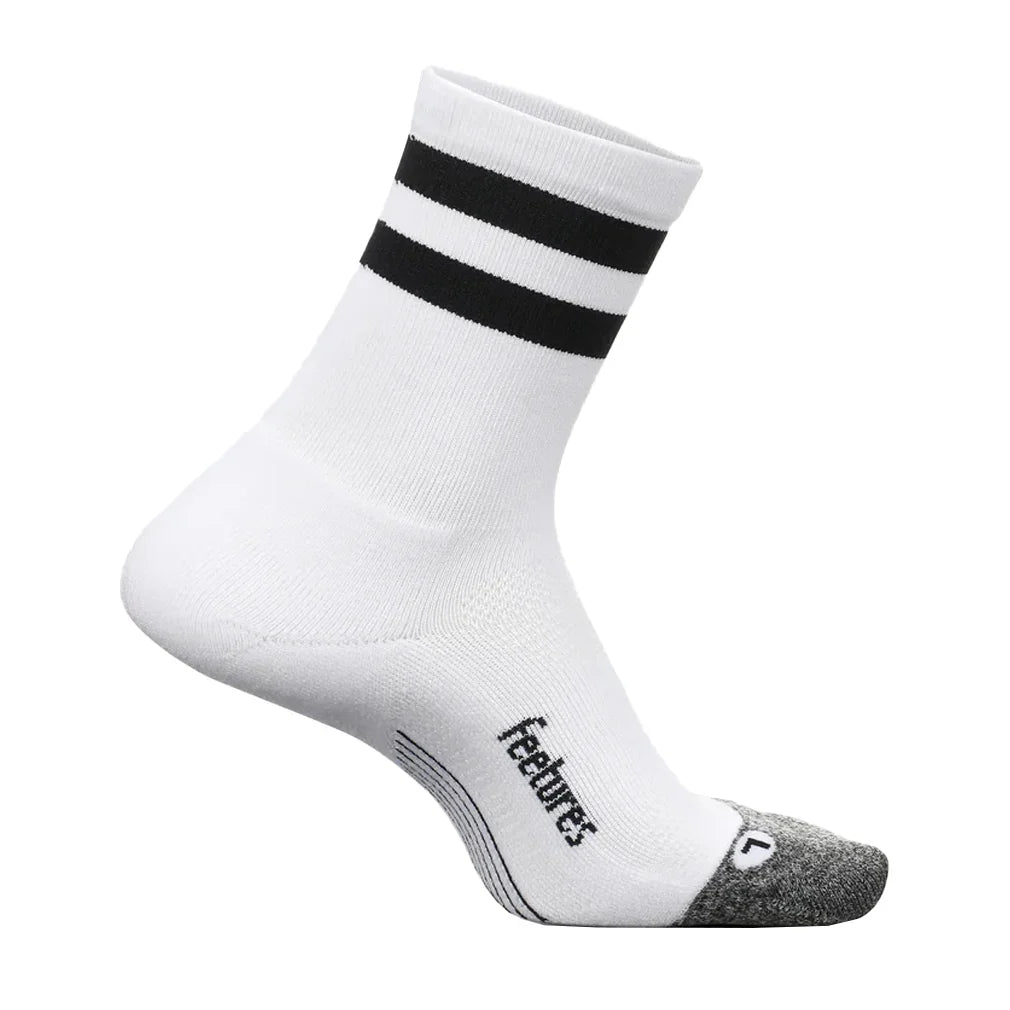 Elite Light Cushion Mini Crew Socks White High Top Stripe Socks Feetures
