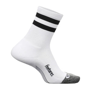 Elite Light Cushion Mini Crew Socks White High Top Stripe Socks Feetures