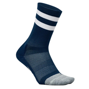 Elite Light Cushion Mini Crew Socks Navy High Top Stripe Socks Feetures
