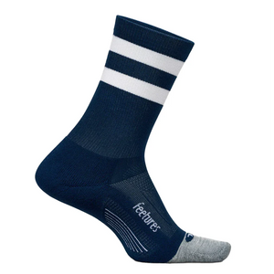 Elite Light Cushion Mini Crew Socks Navy High Top Stripe Socks Feetures