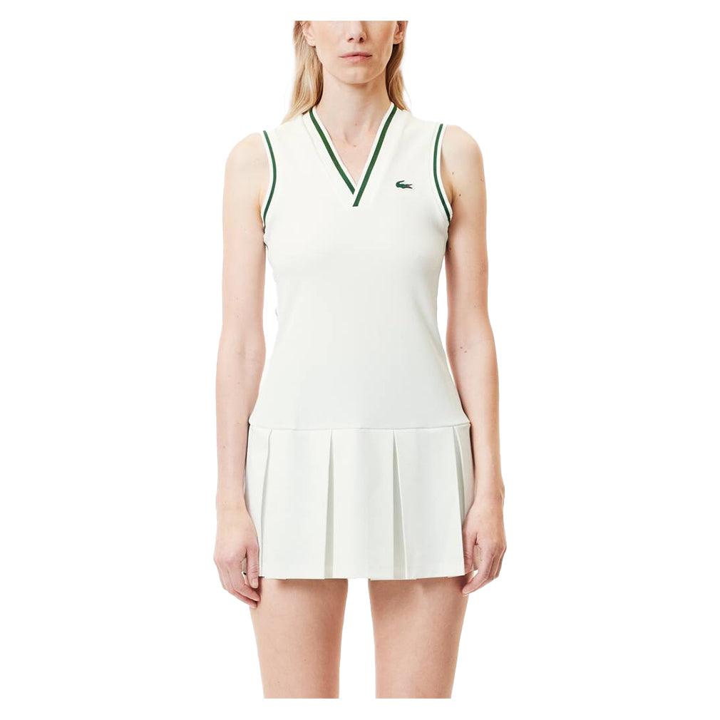 Women`s Tennis Dress with Removable Pique Shorts White and Sinople Apparel Lacoste