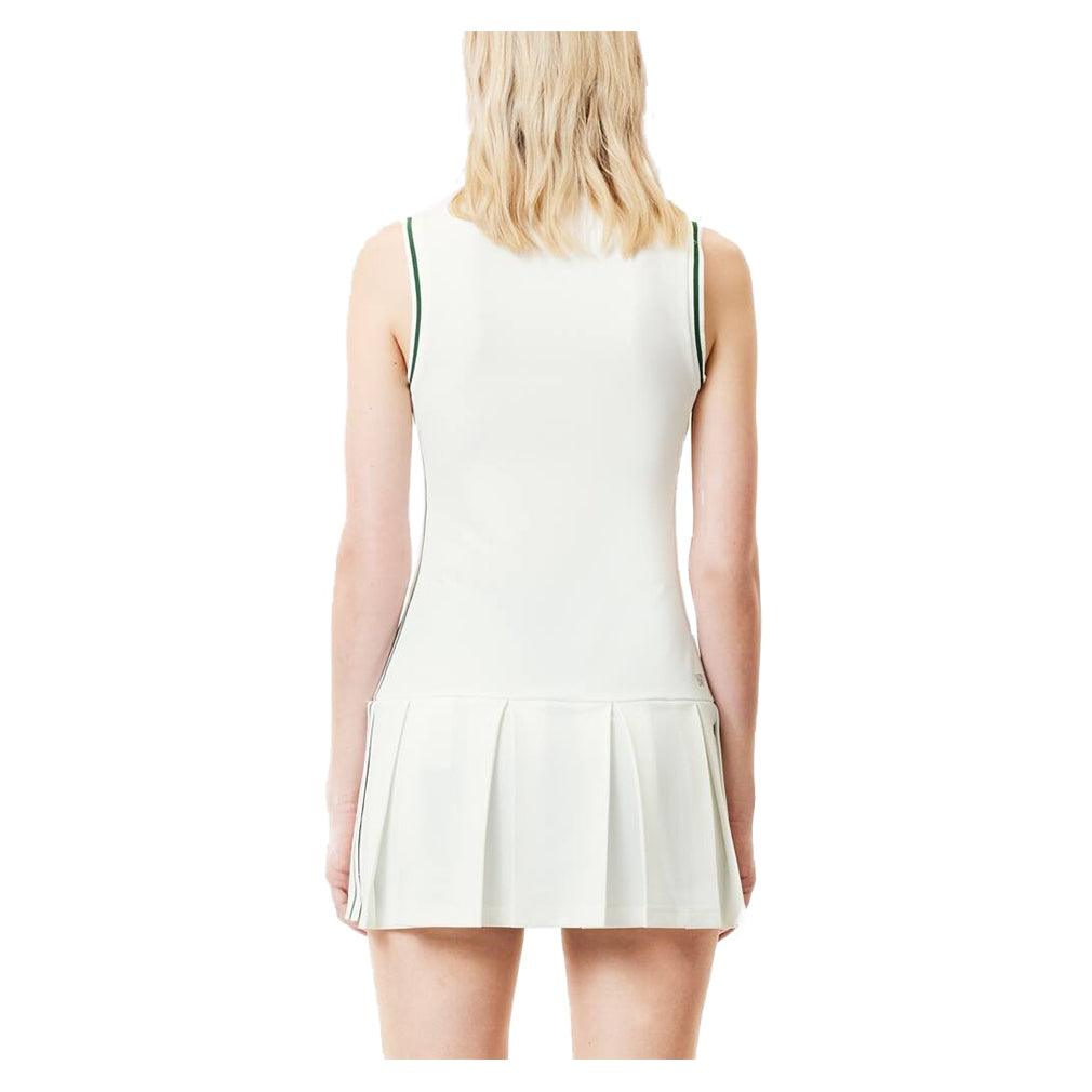 Women`s Tennis Dress with Removable Pique Shorts White and Sinople Apparel Lacoste