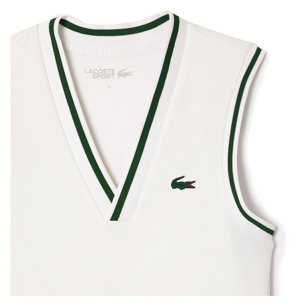 Women`s Tennis Dress with Removable Pique Shorts White and Sinople Apparel Lacoste