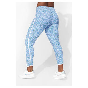 Women's Retro Revival 7/8 Tennis Legging Sky Blue Print Apparel Eleven