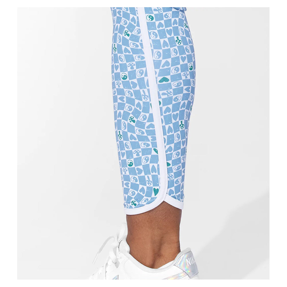 Women's Retro Revival 7/8 Tennis Legging Sky Blue Print Apparel Eleven