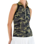 Women`s Neisha Classic Tennis Polo Tank Camo and Black Apparel Inphorm
