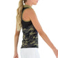 Women`s Neisha Classic Tennis Polo Tank Camo and Black Apparel Inphorm