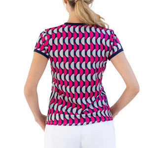 Women`s Harper Crew Neck Tennis Top Geo Print and Ink Apparel Inphorm