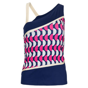 Women`s Off-Shoulder Tennis Tank Geo Print and Ink Apparel Inphorm