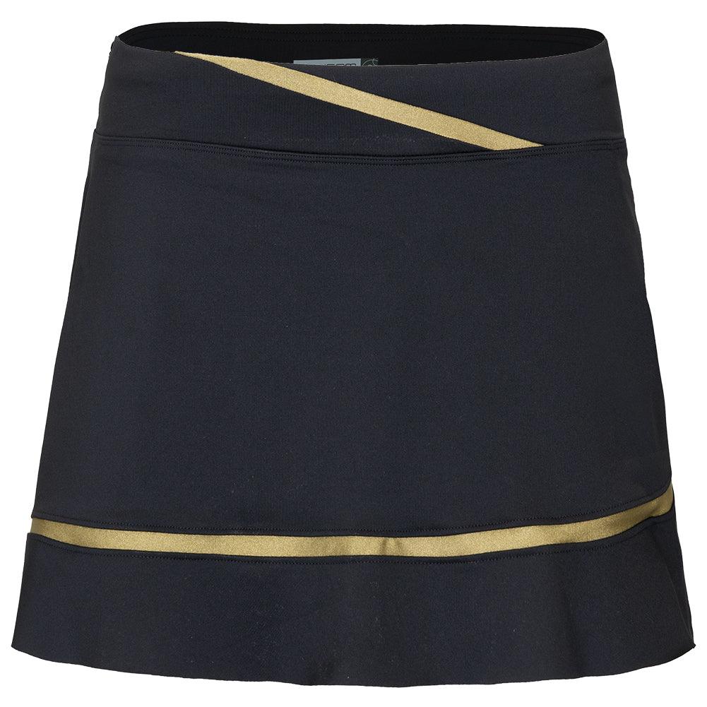 Women`s Elle 13.5 Inch Tennis Skort Black and Golden Green Apparel Inphorm