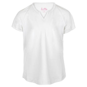 Girls' Notched Collar Tennis Top White Apparel Little Miss Tennis