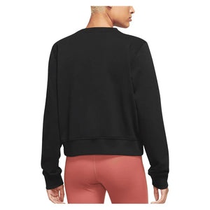 Women`s Dri-Fit One Crew-Neck French Terry Sweatshirt Black and Silver Check Apparel Nike