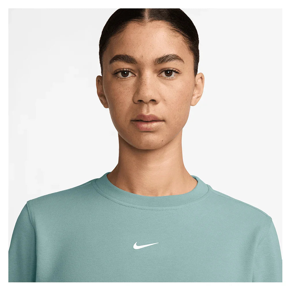 Women`s One Dri-FIT Crew-Neck French Terry Sweatshirt Cannon and White Apparel Nike