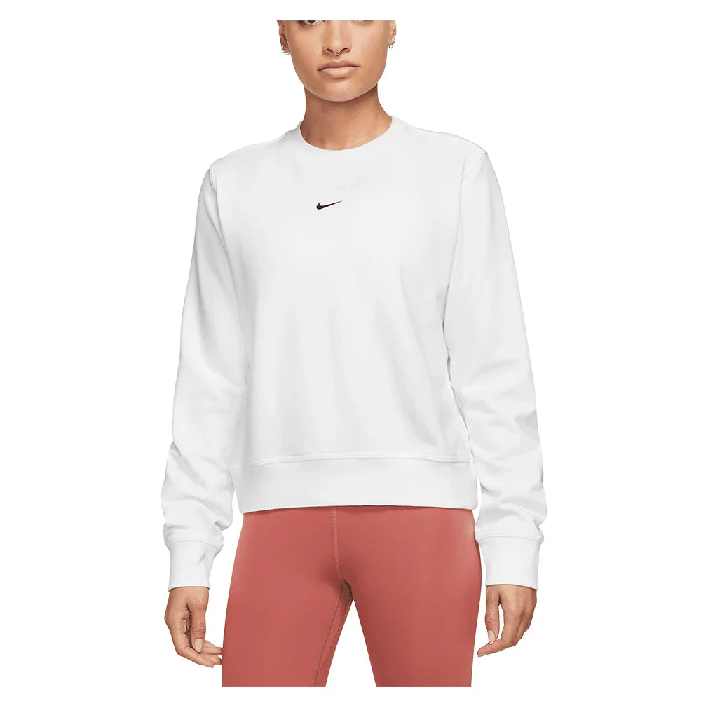 Women`s Dri-Fit One Crew-Neck French Terry Sweatshirt White Apparel Nike