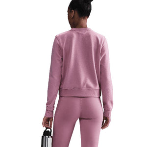 Women`s Dri-FIT One Crew-Neck French Terry Sweatshirt Elemental Pink and Black Apparel Nike