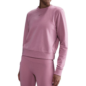 Women`s Dri-FIT One Crew-Neck French Terry Sweatshirt Elemental Pink and Black Apparel Nike