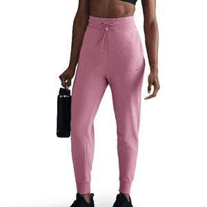 Women`s Dri-FIT One High-Waisted 7/8 French Terry Joggers Elemental Pink and Black Apparel Nike