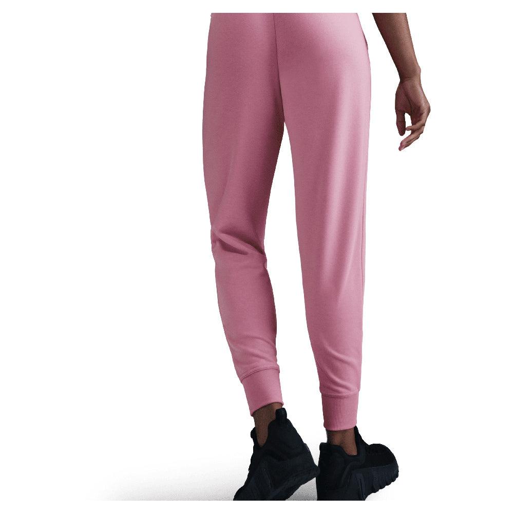 Women`s Dri-FIT One High-Waisted 7/8 French Terry Joggers Elemental Pink and Black Apparel Nike