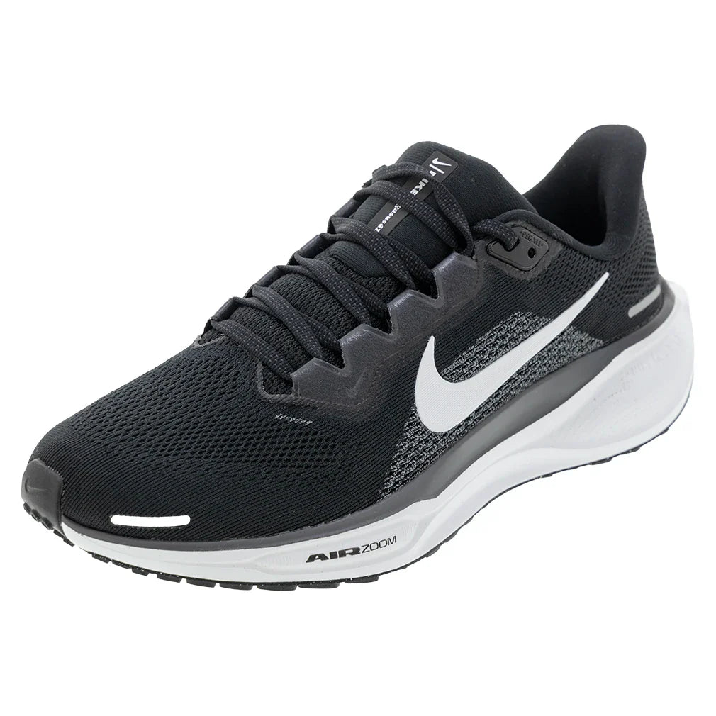 Men`s Pegasus 41 Running Shoes Black and White Footwear Nike