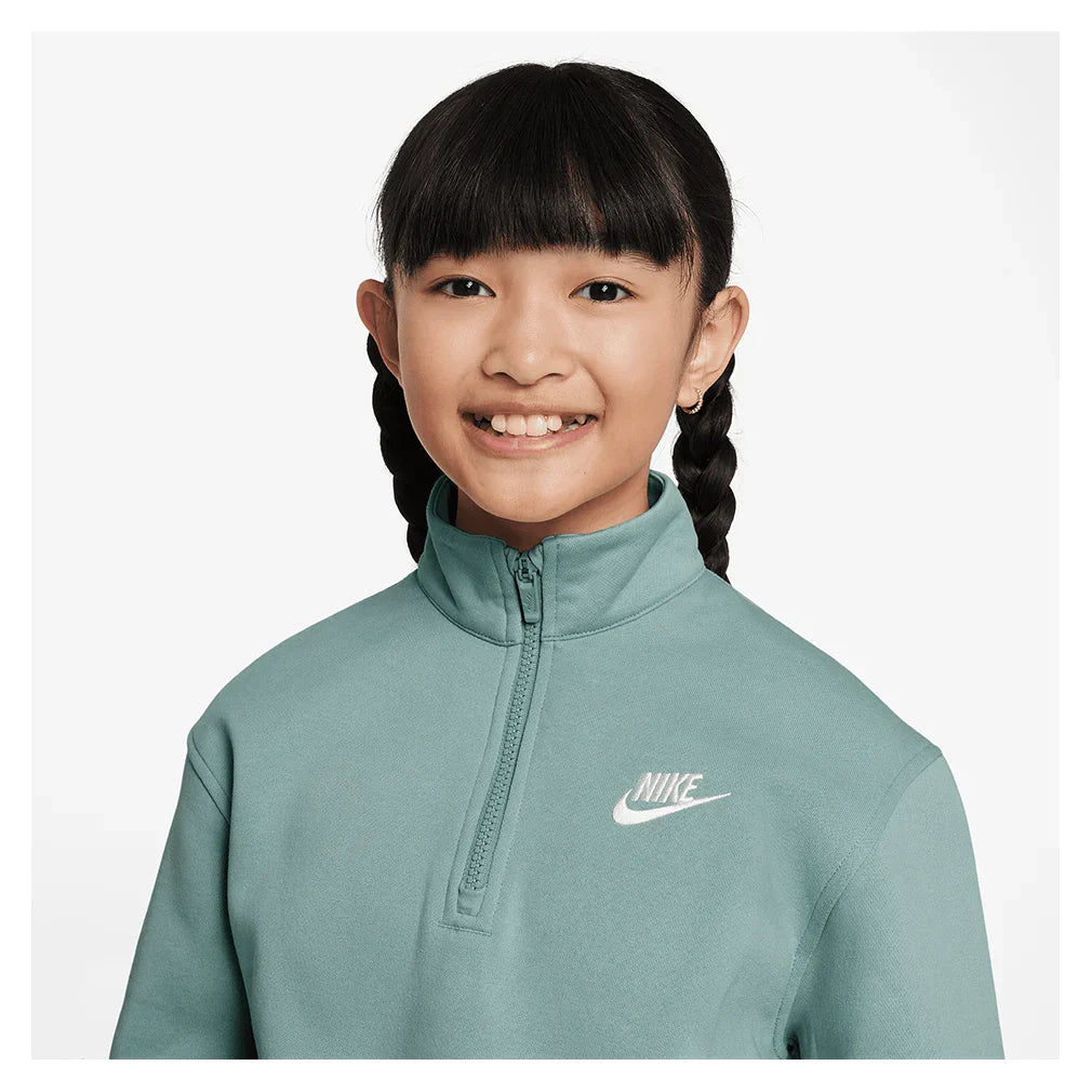 Girls` Sportswear Club Fleece 1/2-Zip Long-Sleeve Top Apparel Nike