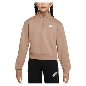 Girls` Sportswear Club Fleece 1/2-Zip Long-Sleeve Top Apparel Nike