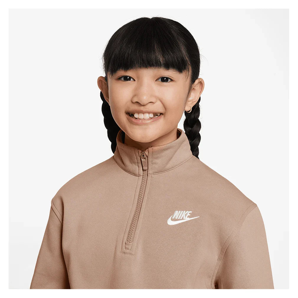 Girls` Sportswear Club Fleece 1/2-Zip Long-Sleeve Top Apparel Nike