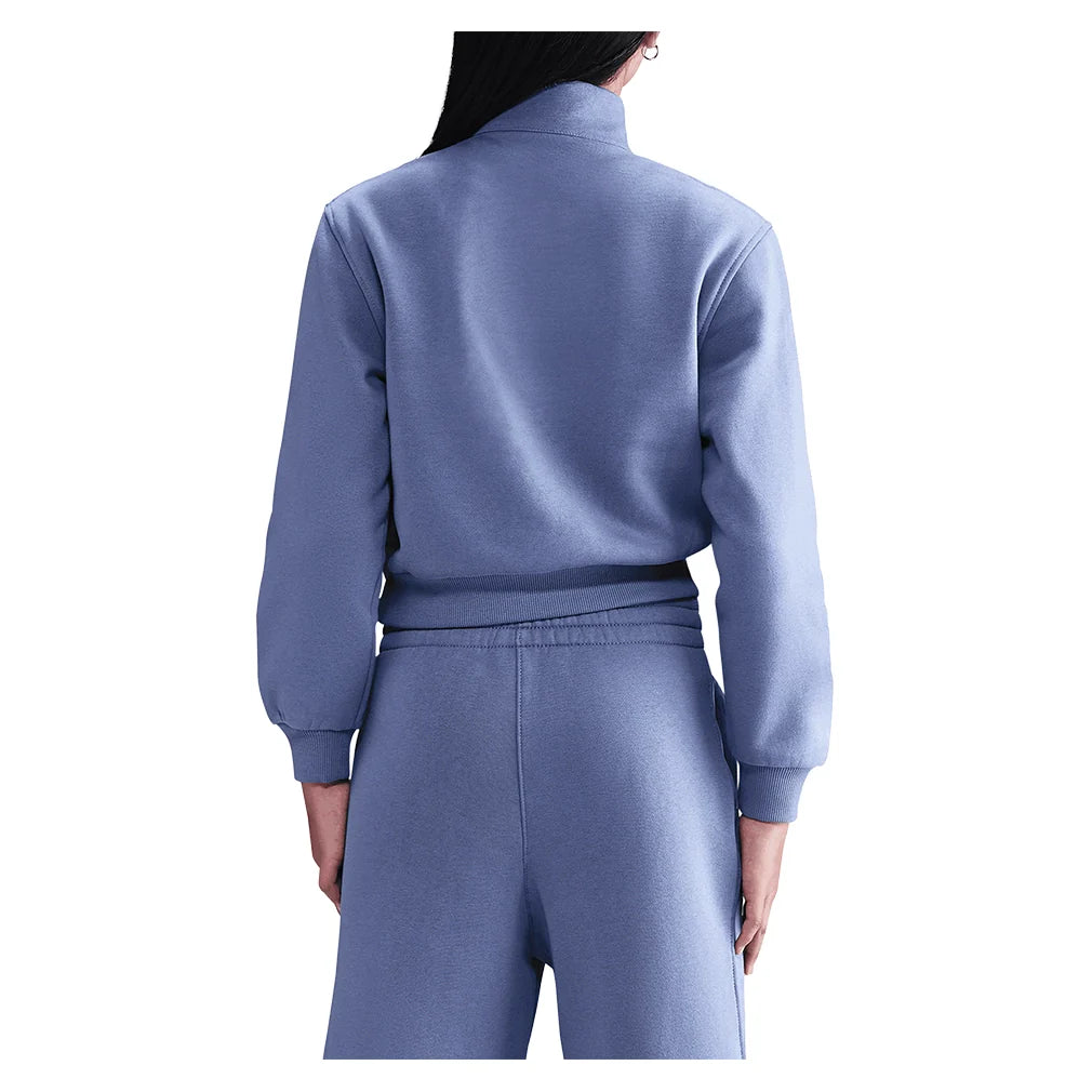 Girls' Sportswear Club Fleece 1/2-Zip Long-Sleeve Top World Indigo and White Apparel Nike