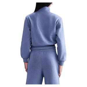 Girls' Sportswear Club Fleece 1/2-Zip Long-Sleeve Top World Indigo and White Apparel Nike