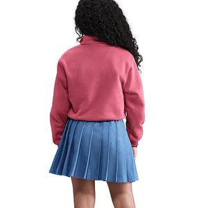 Girls' Sportswear Club Fleece 1/2-Zip Long-Sleeve Top Sweet Beet and White Apparel Nike