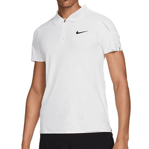 Men's Slam Dri-Fit Advantage Tennis Polo White and Black Apparel Nike