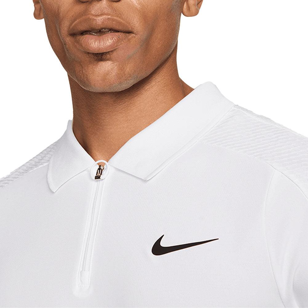 Men's Slam Dri-Fit Advantage Tennis Polo White and Black Apparel Nike