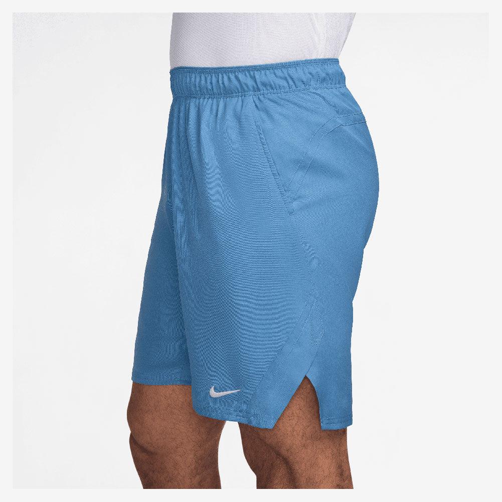 Men`s Dri-FIT Victory 9 Inch Tennis Short Blue Beyond and White Apparel Nike