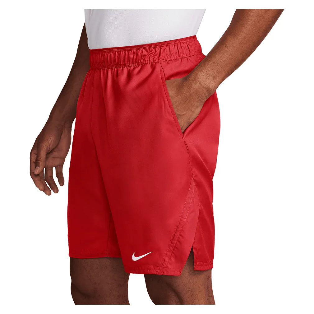Men`s Court Dri-FIT Victory 9 Inch Tennis Short University Red and White Apparel Nike