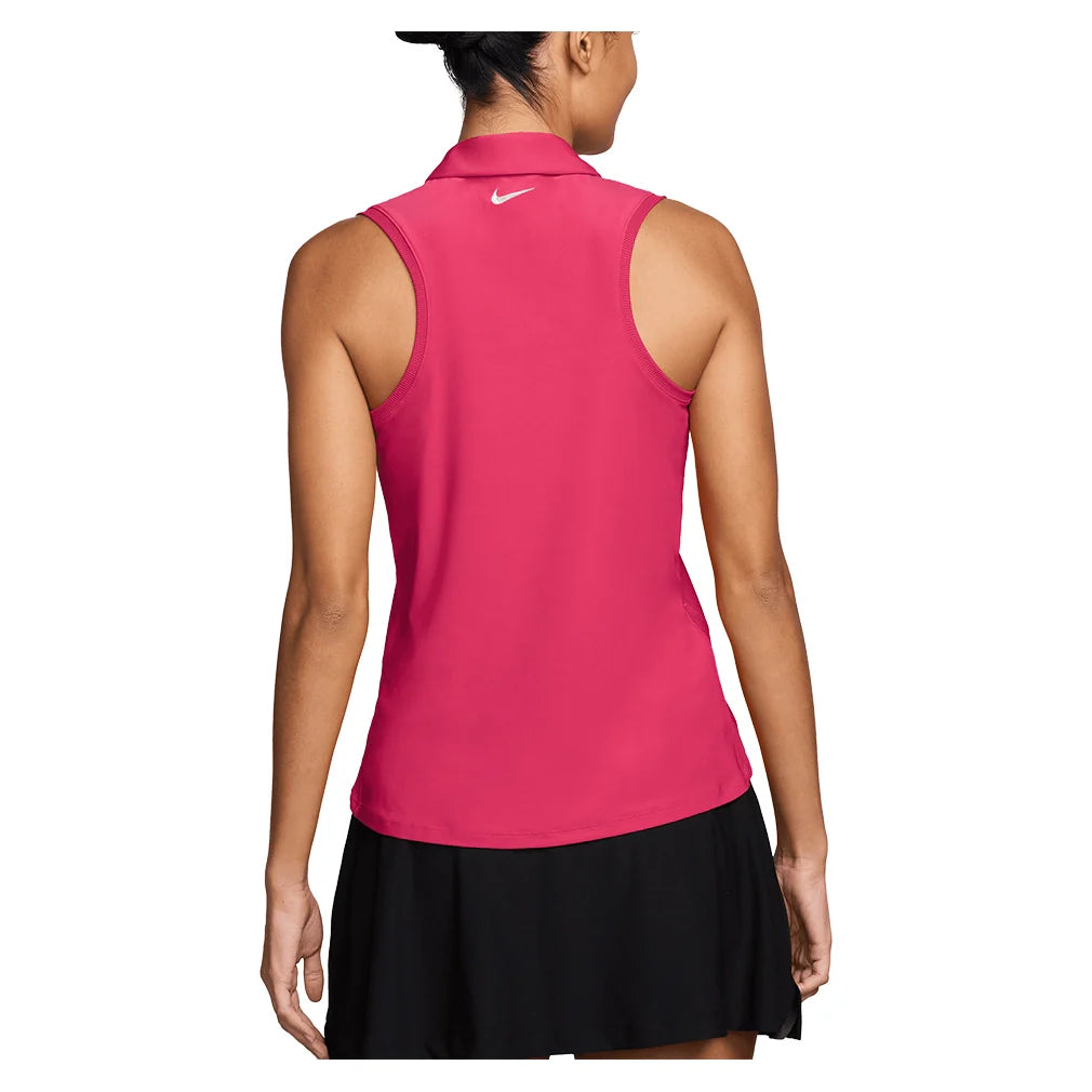 Women's Dri-FIT Victory Sleeveless Tennis Polo Rush Pink and White Apparel Nike