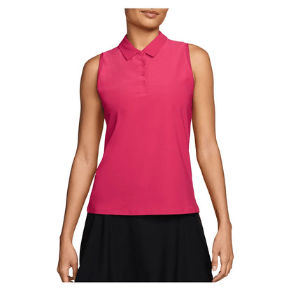 Women's Dri-FIT Victory Sleeveless Tennis Polo Rush Pink and White Apparel Nike