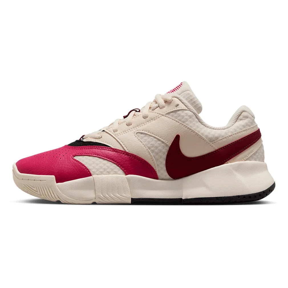 Women`s Court Lite 4 Tennis Shoes Pale Ivory and Team Red Footwear Nike