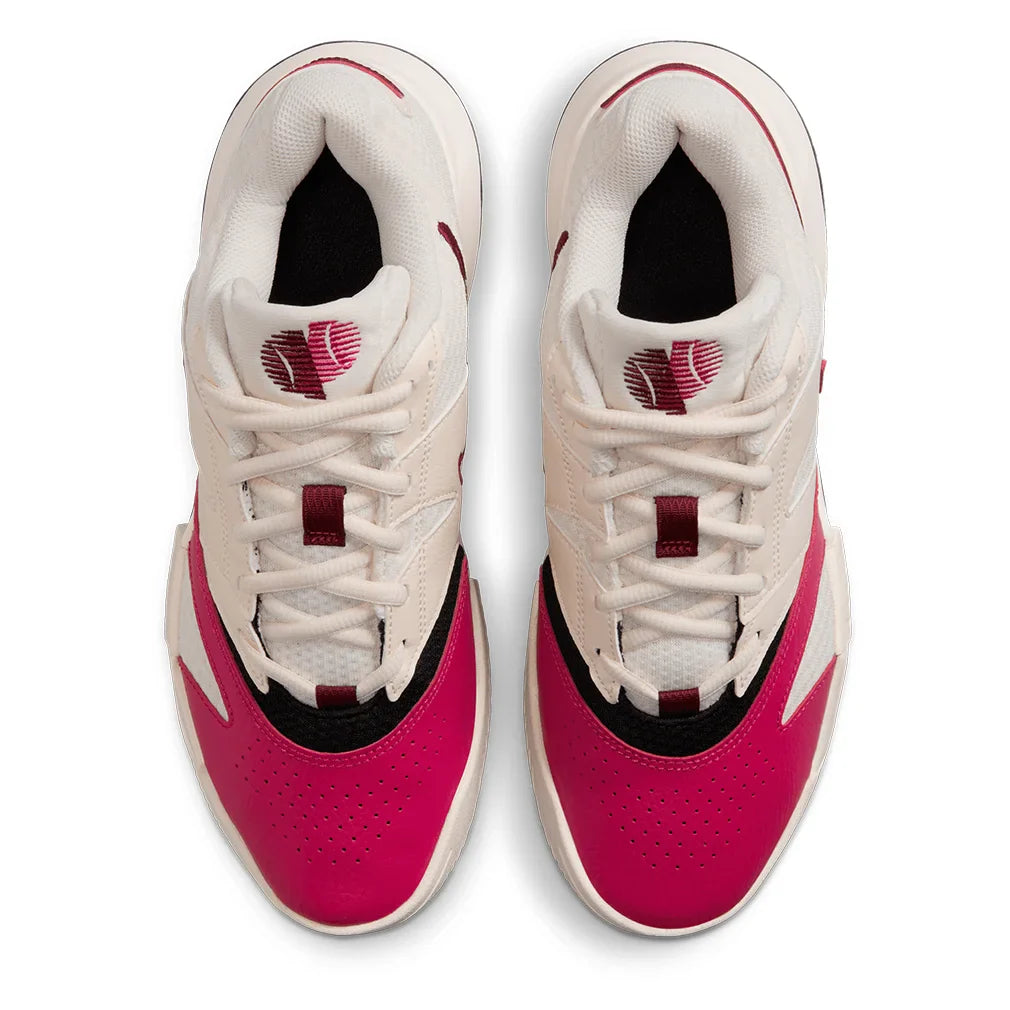 Women`s Court Lite 4 Tennis Shoes Pale Ivory and Team Red Footwear Nike